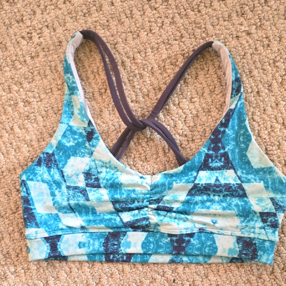 Blue Patterned Women's Sports Bra